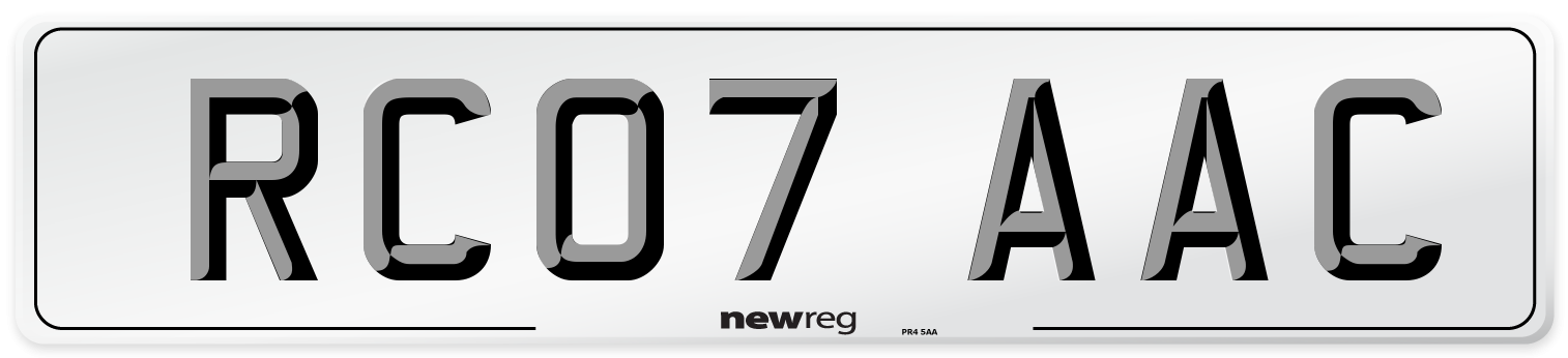 RC07 AAC Number Plate from New Reg